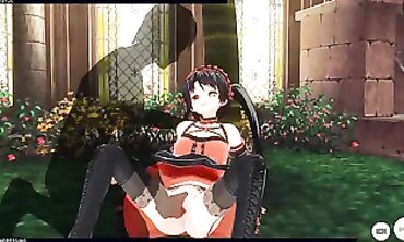Kurumi Tokisaki 3D Cosplay Rough Anal and Booty Creampie