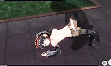 Kurumi Tokisaki 3D Cosplay Rough Anal and Booty Creampie