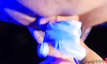 POV Latex Handjob and Cum Swallowing