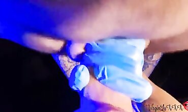 POV Latex Handjob and Cum Swallowing