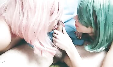 POV Threesome: Sisters Green Feed a Huge Dick