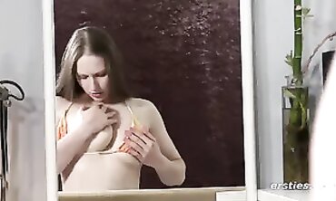 Solo Brunette Milf Masturbates With Toys