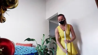 Latina MILF Ex-Wife Cleans in Yellow Sundress