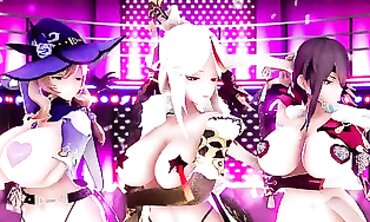 Genshin Impact MMD: Sexy Night Kiss & Outdoor Orgy