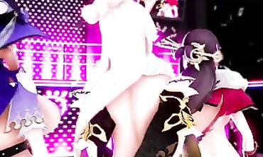 Genshin Impact MMD: Sexy Night Kiss & Outdoor Orgy