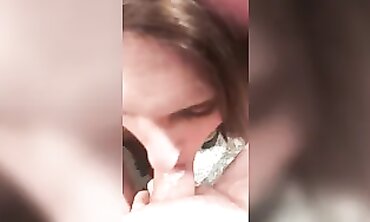 POV: Brunette MILF Gives Deep Throat Blowjob