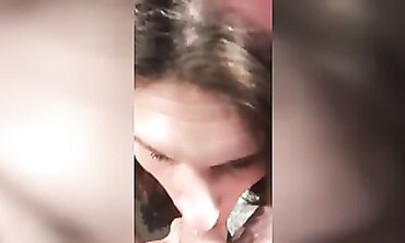 POV: Brunette MILF Gives Deep Throat Blowjob