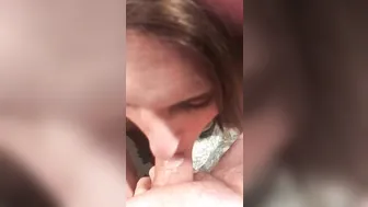 POV: Brunette MILF Gives Deep Throat Blowjob
