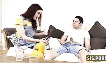 SISTA. PORNO. Nice crimson head loses bet and allows brutha to