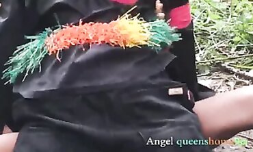 Ebony Angel Gets Rough Outdoor Foursome