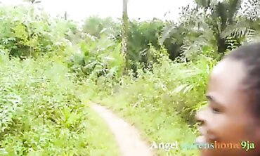 Ebony Angel Gets Rough Outdoor Foursome