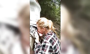 Amateur Blonde MILF Gets Face Fucked Outdoors