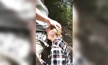 Amateur Blonde MILF Gets Face Fucked Outdoors