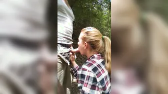 Amateur Blonde MILF Gets Face Fucked Outdoors