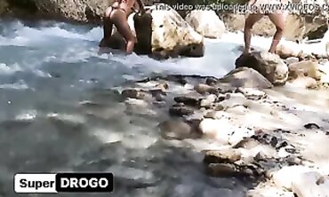 POV Latina Lesbians Scissoring Outdoors