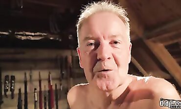 Azure Angel Pounds Bound Granddad in Hardcore BDSM Session