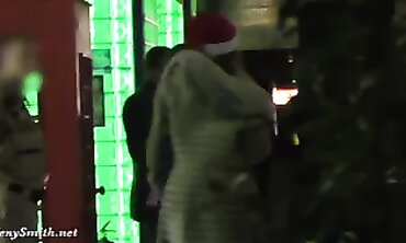 Outdoor Striptease Show - Sexy Brunette Teen Babe Dancing Naked in Public