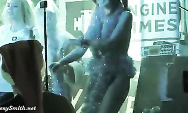Outdoor Striptease Show - Sexy Brunette Teen Babe Dancing Naked in Public