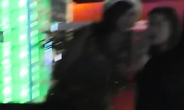 Outdoor Striptease Show - Sexy Brunette Teen Babe Dancing Naked in Public