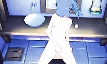 Keqing Masturbates and Squirts in the Bathhouse