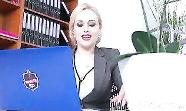 Platinum-Blonde MILF Angel Wicky Takes a Hefty Cock in the Trunk