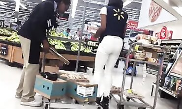 Ebony MILF Milky Leans Over in White Leggings