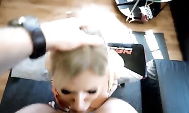 POV Gym Session: Hot Blonde Kate Truu Takes Deep Throat