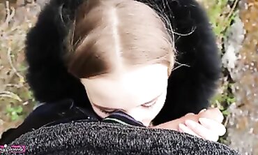 Teenie Super-bitch Gets A Dual Internal cumshot From 2 Elderly Boys Outdoors