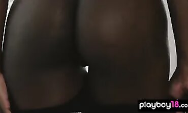 Muscular Ebony Bae Ana Foxxx Performs a Solo Striptease