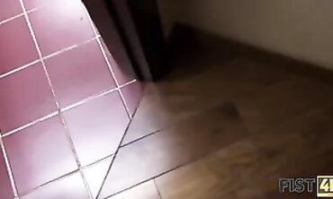 Womanizer Fists Tattooed Blonde In The Bathroom
