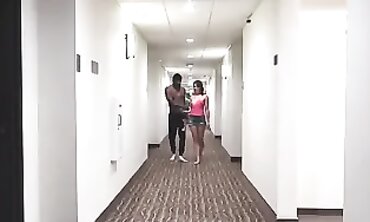 Hot MILF Gets Deep Throat Standing Blowjob