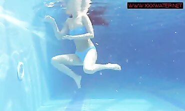Mia Ferrari Underwater in Blue Bikini