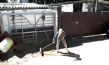 Gina Blonde Gets Ridden Hard in the Courtyard