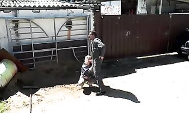 Gina Blonde Gets Ridden Hard in the Courtyard