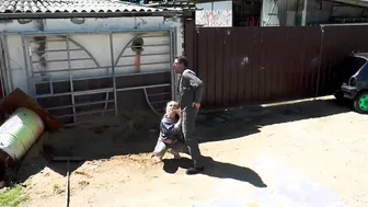 Gina Blonde Gets Ridden Hard in the Courtyard
