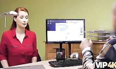VIP4K: Redhead Vet Sucks Cock in Office Casting