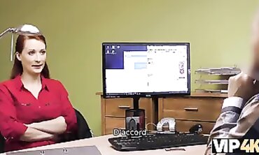 VIP4K: Redhead Vet Sucks Cock in Office Casting
