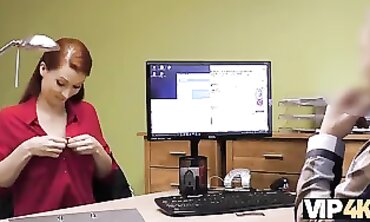 VIP4K: Redhead Vet Sucks Cock in Office Casting