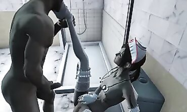 Petite Brunette Nurse Gets Anal Toilet Action