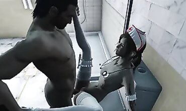 Petite Brunette Nurse Gets Anal Toilet Action