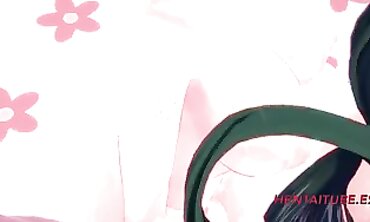 Tsuyu and Momo Rub Themselves in Boku no Hero Cosplay Hentai
