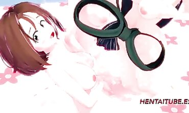 Tsuyu and Momo Rub Themselves in Boku no Hero Cosplay Hentai