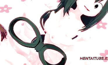 Tsuyu and Momo Rub Themselves in Boku no Hero Cosplay Hentai