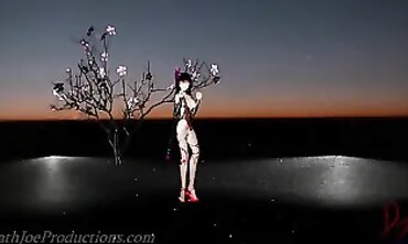 MMD 4K: Dark-Hued Ebony Babe in Mini Microskirt