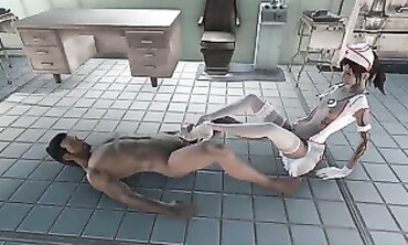 Petite Brunette Nurse Gets Smashed on the Desk