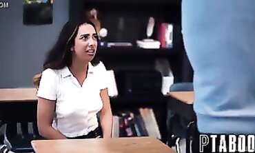 Creepy Tutor Pummels Petite Step-Daughter Kiarra Kai