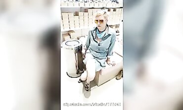 Mature MILF Masturbates to New Shoes in Public Shop