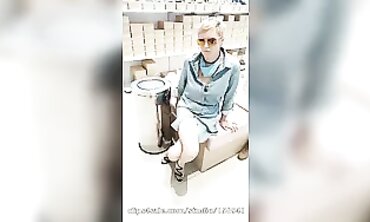 Mature MILF Masturbates to New Shoes in Public Shop