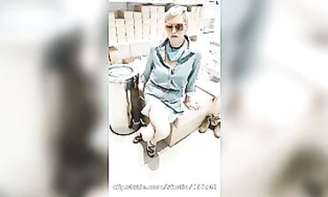 Mature MILF Masturbates to New Shoes in Public Shop