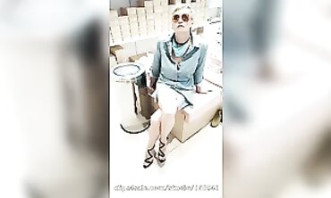 Mature MILF Masturbates to New Shoes in Public Shop